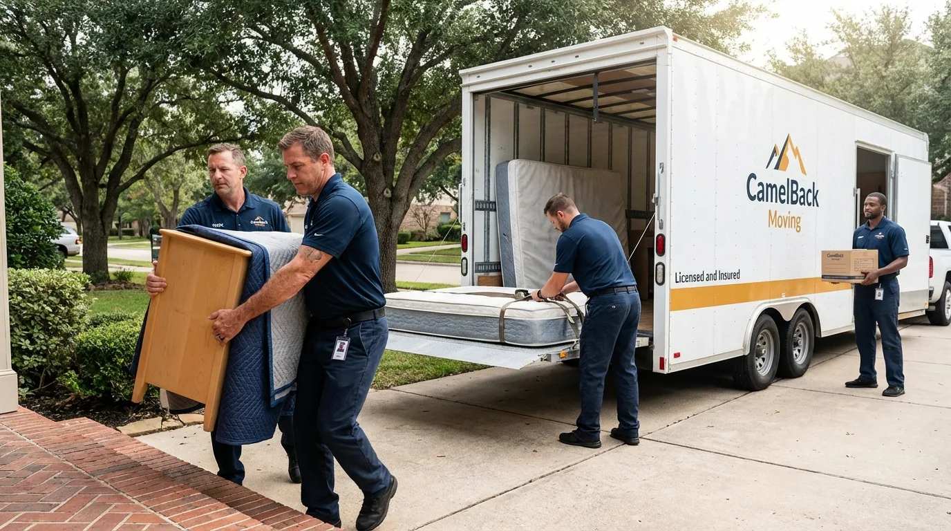 Crew loading residential truck for cross-state move from Dillingham, AK